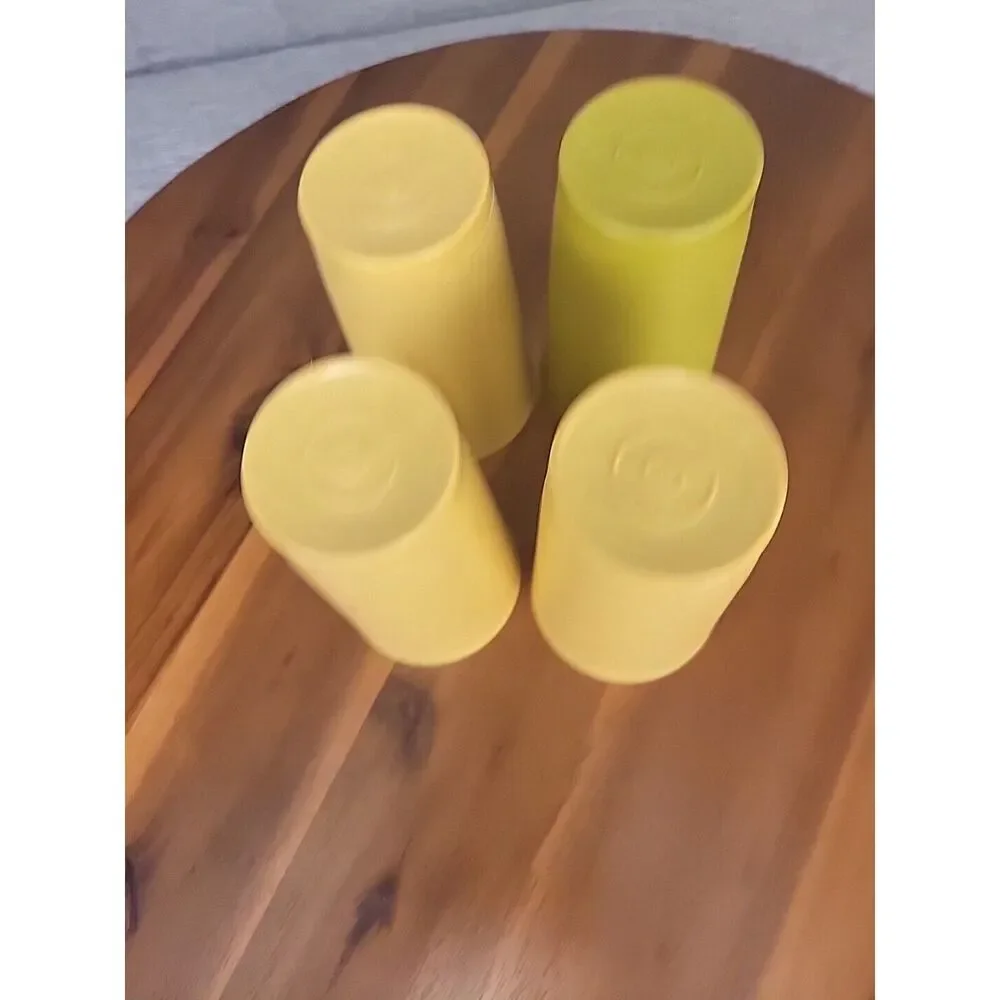 Tupperware - 4 Vintage In 2 Harvest Colors - 3 Gold - 1 Avocado Glasses -No Lids